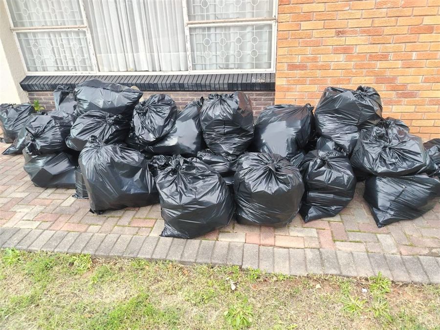 A full house clear-out bagged up and ready to leave the property